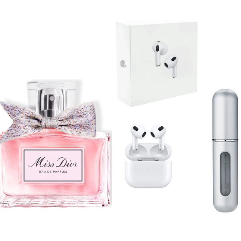 KIT MISS DIOR + AIRPODS + PERFUMERO