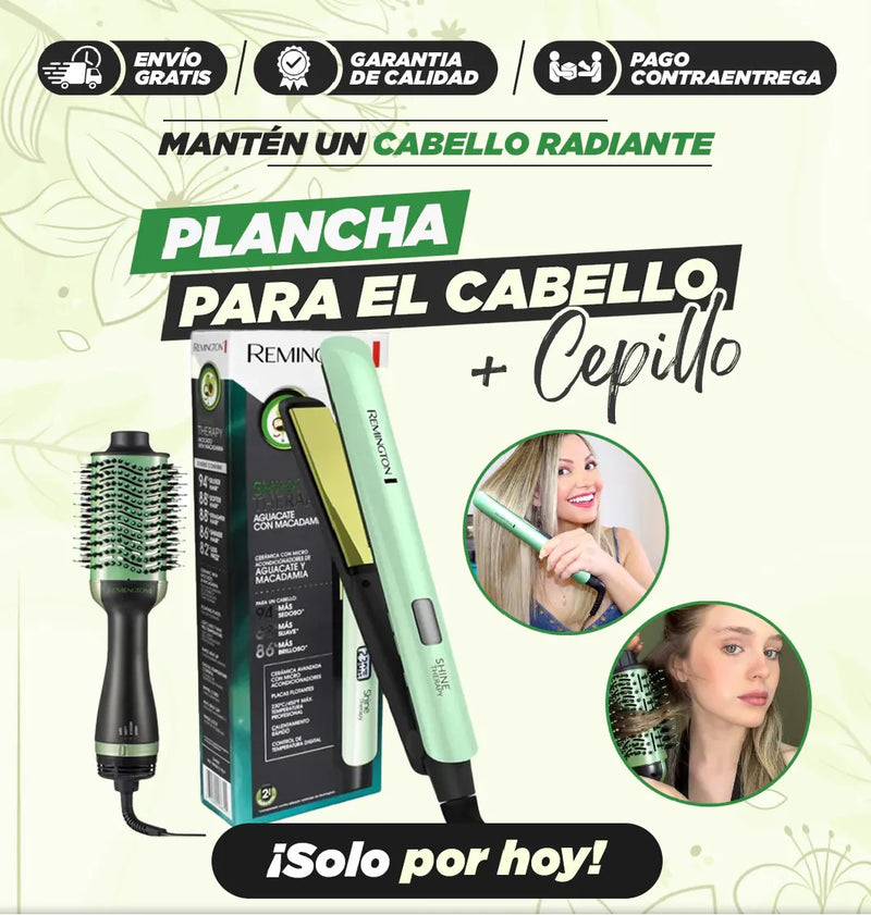 PLANCHA PARA EL CABELLO MAS CEPILLO